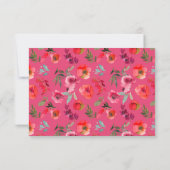 Boho Hot Roze Sinaasappel Waterverf Bloemen Bruilo RSVP Kaartje (Achterkant)