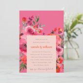 Boho Hot Roze Waterverf Bloemen repetitie diner Kaart (Staand voorkant)