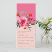 Boho Hot Roze Waterverf Bloemen Vrijgezellenfeest Kaart (Staand voorkant)