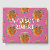 Boho Hot Roze Waterverf Wildflower Bruiloft Gastenboek (Voorkant)