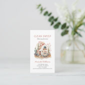 Boho House Cleaning Home Services Waterverf Visitekaartje (Staand voorkant)