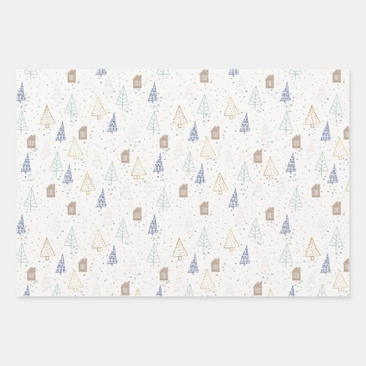 Boho House en Trees Kerstmis Inpakpapier Vel (Voorkant)