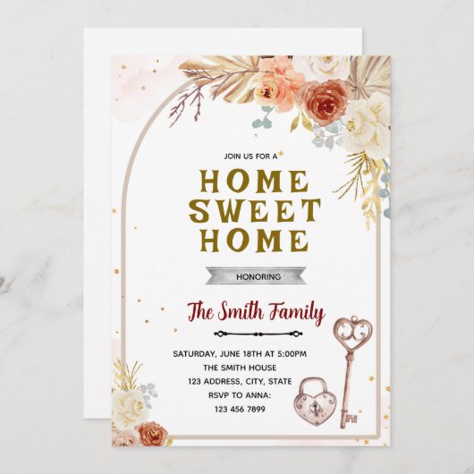 Boho housewarming party Invitation Kaart (Voorkant / Achterkant)