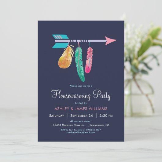 Boho Housewarming Party Uitnodiging (Staand voorkant)