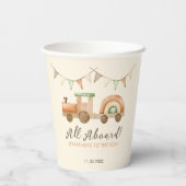 Boho Hout Treinvervoer Kinderen Verjaardag Papieren Bekers (Achterkant)