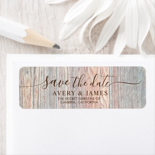 Boho Houten Schijf Pampas Save the Date Adreslabel Etiket (Insitu)