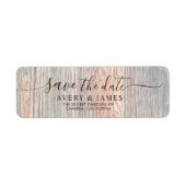 Boho Houten Schijf Pampas Save the Date Adreslabel Etiket (Voorkant)