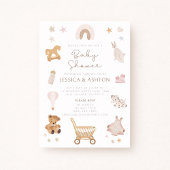 Boho Houten Speelgoed Baby shower Uitnodiging
