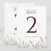 Boho Houtige Veld Wilde Bloem Bruiloft Tafel Numme Kaart (Voorkant / Achterkant)