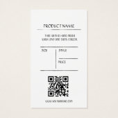 Boho houtlook boetiekwinkel eenvoudige prijs label visitekaartje (Achterkant)