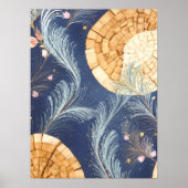 Boho houtnerf ventilator en marine veren botanisch poster (Voorkant)