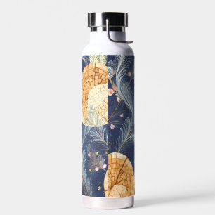 Boho houtnerf ventilator en marine veren botanisch waterfles