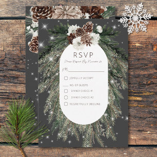 Boho Houtskool Dennengewas Winter Glans Twee Eetta RSVP Kaartje