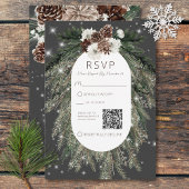 Boho Houtskool Dennenhout Winter Glans QR-code RSVP Kaartje