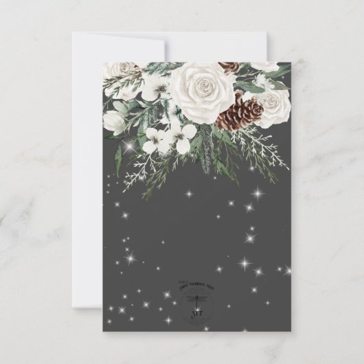 Boho Houtskool Pine Winter Sparkle Bruiloft Save The Date (Achterkant)