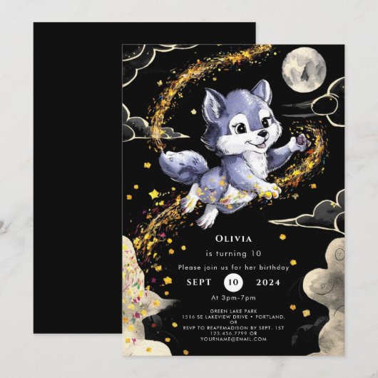 Boho Howling Wolf Verjaardag Kaart (Voorkant / Achterkant)