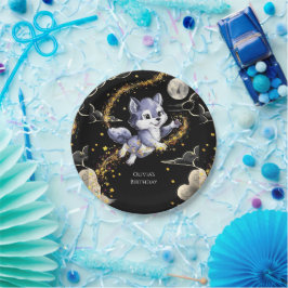 Boho Howling Wolf Verjaardag Papieren Bordje