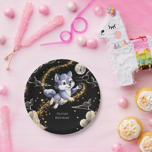 Boho Howling Wolf Verjaardag Papieren Bordje (Feest)