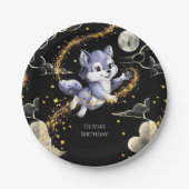 Boho Howling Wolf Verjaardag Papieren Bordje (Voorkant)