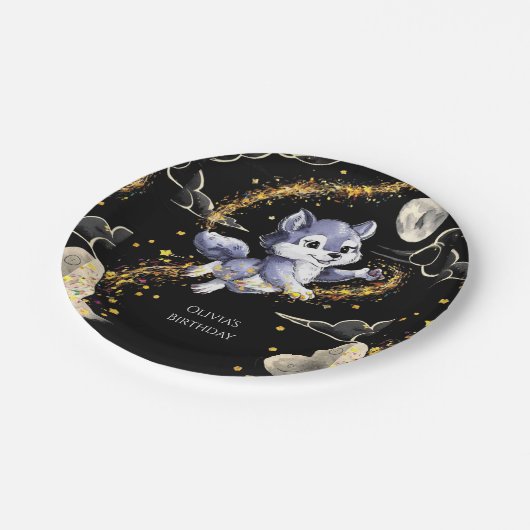 Boho Howling Wolf Verjaardag Papieren Bordje (Gekanteld)