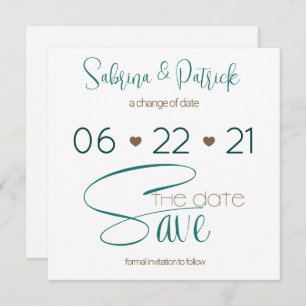 BOHO Hunter Green Typografie Save the Date Kaart