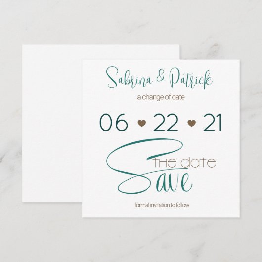 BOHO Hunter Green Typografie Save the Date Kaart (Voorkant / Achterkant)