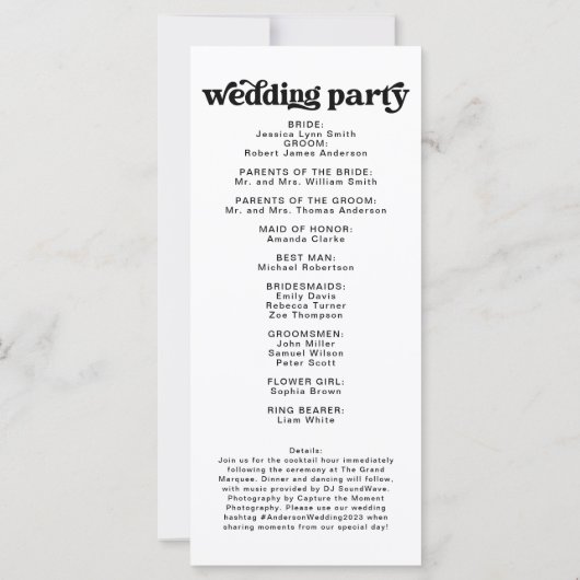 Boho huwelijksprogramma, retro moderne volgorde va (Achterkant)