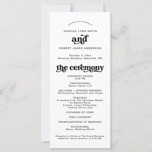 Boho huwelijksprogramma, retro moderne volgorde va (Voorkant)