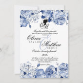 Boho Huwelijkstuin Bloemen Navy Blue Elegant Kaart (Voorkant)