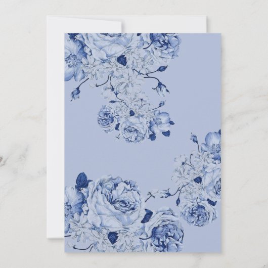 Boho Huwelijkstuin Bloemen Navy Blue Elegant Kaart (Achterkant)