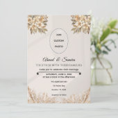 Boho Huwelijksuitnodiging – Elegante rustieke Bloe Kaart (Staand voorkant)