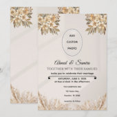 Boho Huwelijksuitnodiging – Elegante rustieke Bloe Kaart (Voorkant / Achterkant)