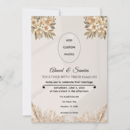 Boho Huwelijksuitnodiging – Elegante rustieke Bloe Kaart