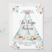 Boho Huwelijksuitnodiging Waterverf Floral Teepee Kaart (Voorkant)