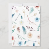 Boho Huwelijksuitnodiging Waterverf Floral Teepee Kaart (Achterkant)