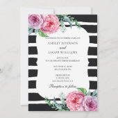 Boho huwelijksuitnodiging. Zwart-wit gestreept Kaart (Voorkant)