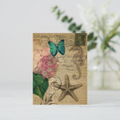 boho Hydrangea vlinderzeester Frans Botanisch Briefkaart (Staand voorkant)