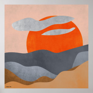 Boho hygge wall art sundown abstract landschap poster