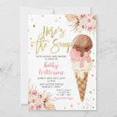 Boho Ice Cream Baby shower Invitation Kaart (Voorkant)