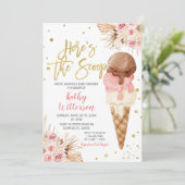Boho Ice Cream Baby shower Invitation Kaart (Staand voorkant)