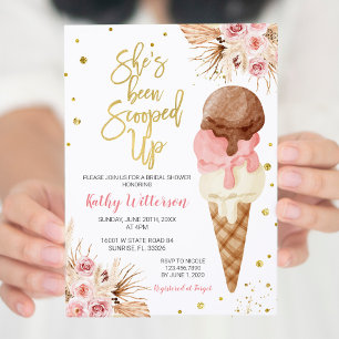 Boho Ice Cream Bridal Shower Invitation Kaart