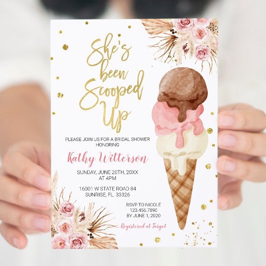 Boho Ice Cream Bridal Shower Invitation Kaart