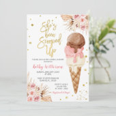 Boho Ice Cream Bridal Shower Invitation Kaart (Staand voorkant)