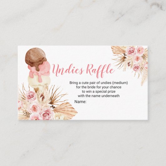 Boho Ice Cream Undies Raffle Enclosure Kaart (Voorkant)