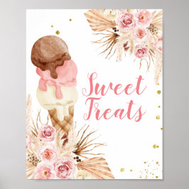 Boho Ice Cream waterverf Sweet Trets bord Poster