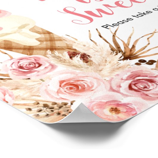 Boho Ice crème Pampas Grass Love is Sweet Sign Poster (Hoek)