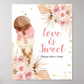 Boho Ice crème Pampas Grass Love is Sweet Sign Poster (Voorkant)