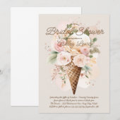 Boho ijs bloemenhoorn, waterverf hoorn kaart (Voorkant / Achterkant)