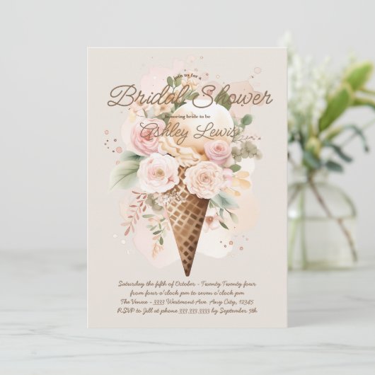 Boho ijs bloemhoorn, waterverfhoorn kaart (Staand voorkant)