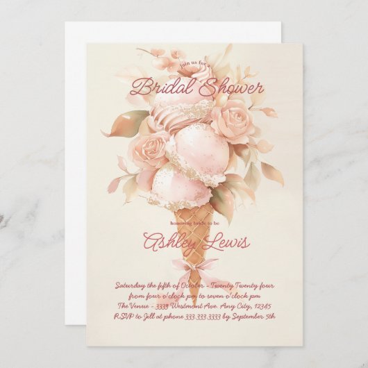 Boho ijs conische bloem glittersnoepje kaart (Voorkant / Achterkant)